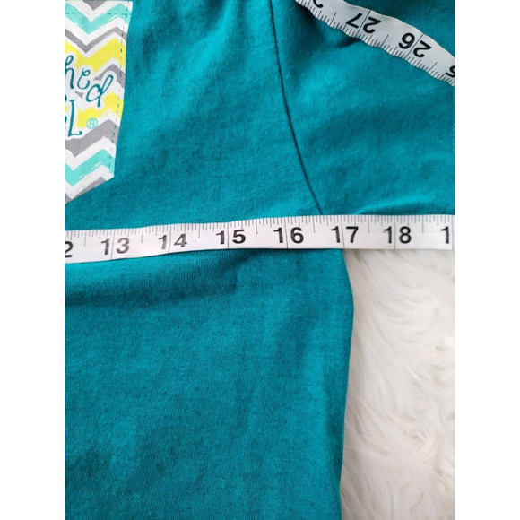 Cherished Girl Womens‎ T-Shirt Blue Short Sleeve Pray About It Crew Pullover S - Picture 3 of 5